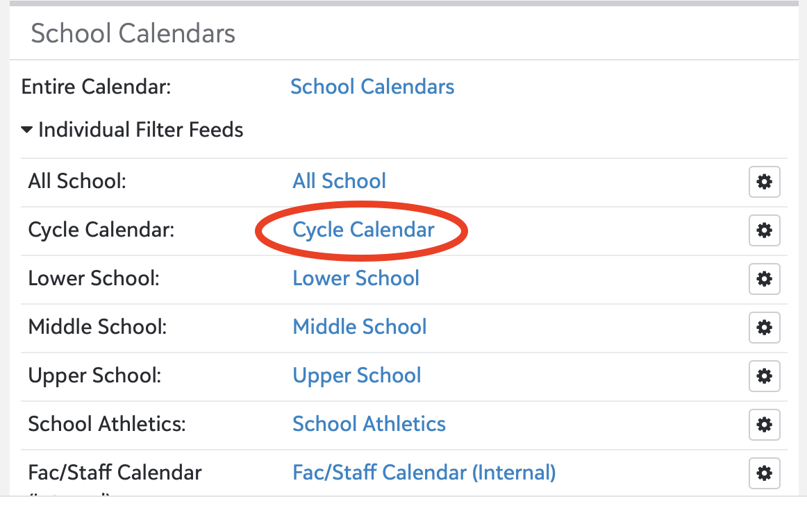 Adding a Cycle Day Calendar/School Calendar Friends Seminary Support